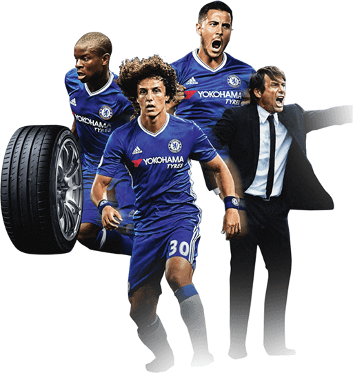 Chelsea football team in sponsored tricot